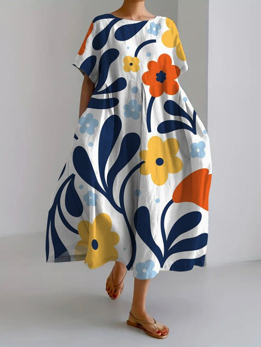 Jessica - Vestido feminino com flores coloridas