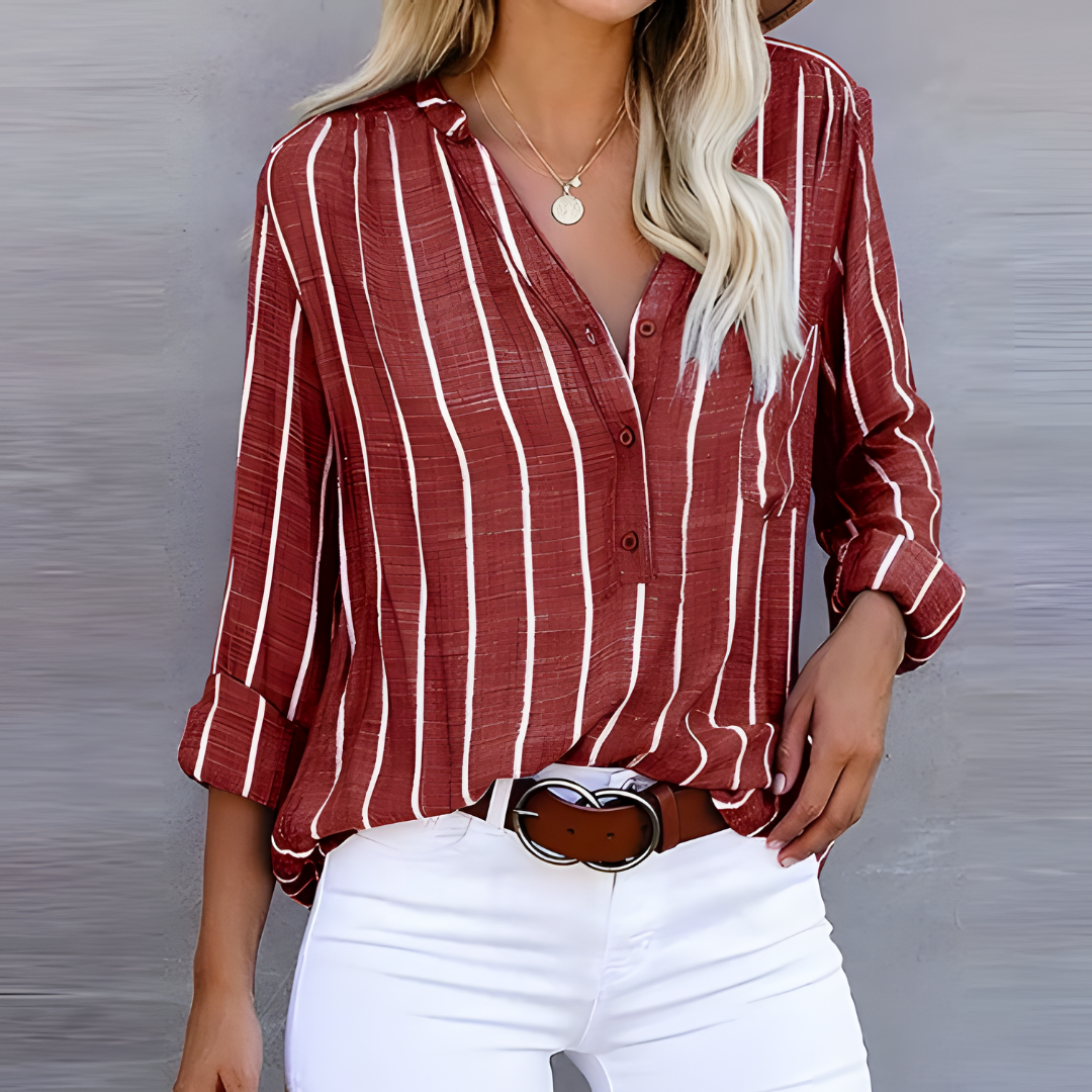 Jantien - Blusa Feminina Listrada Moderna