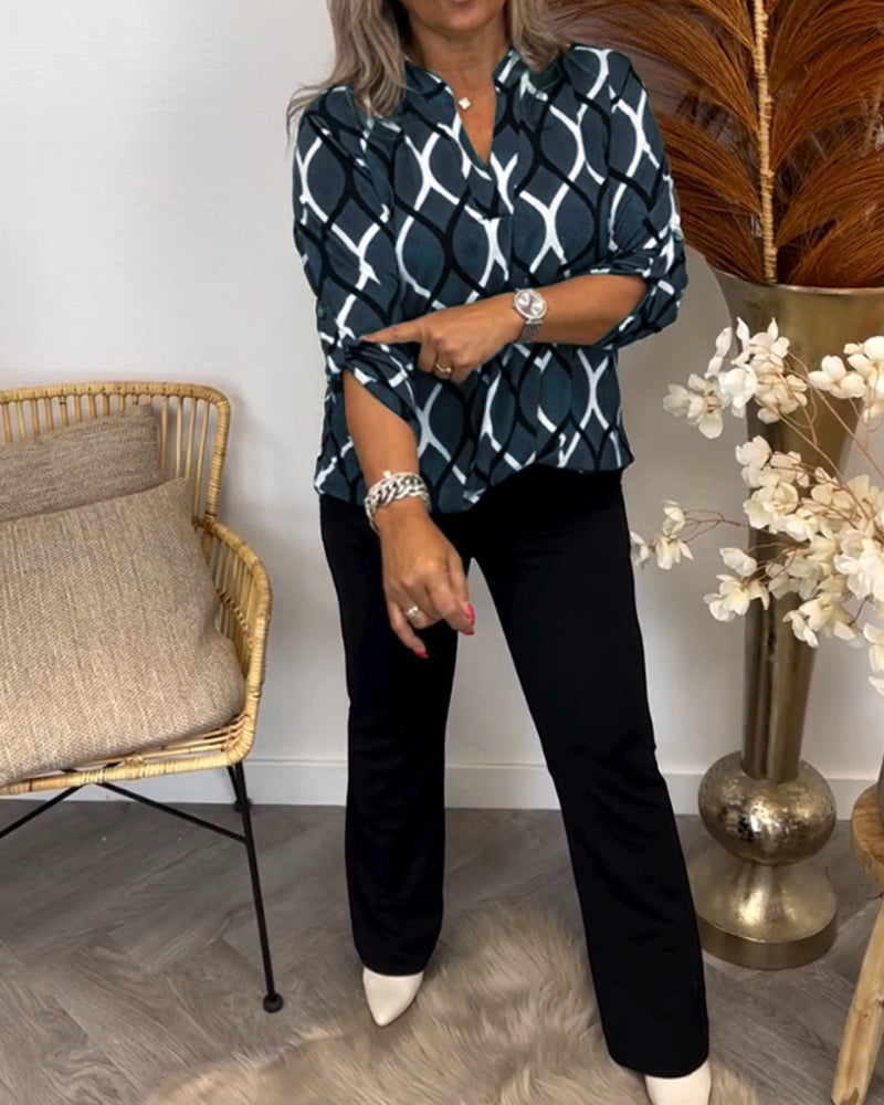 Janny™ | Blusa casual com mangas compridas e estampa elegante