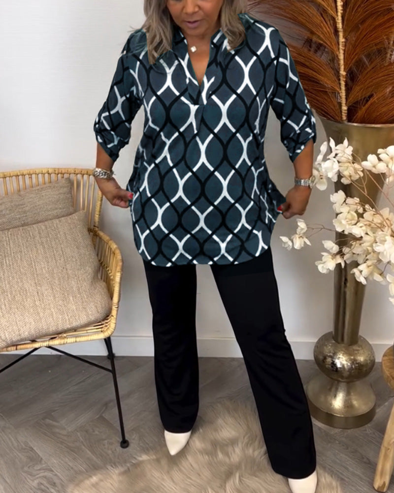Janny™ | Blusa casual com mangas compridas e estampa elegante