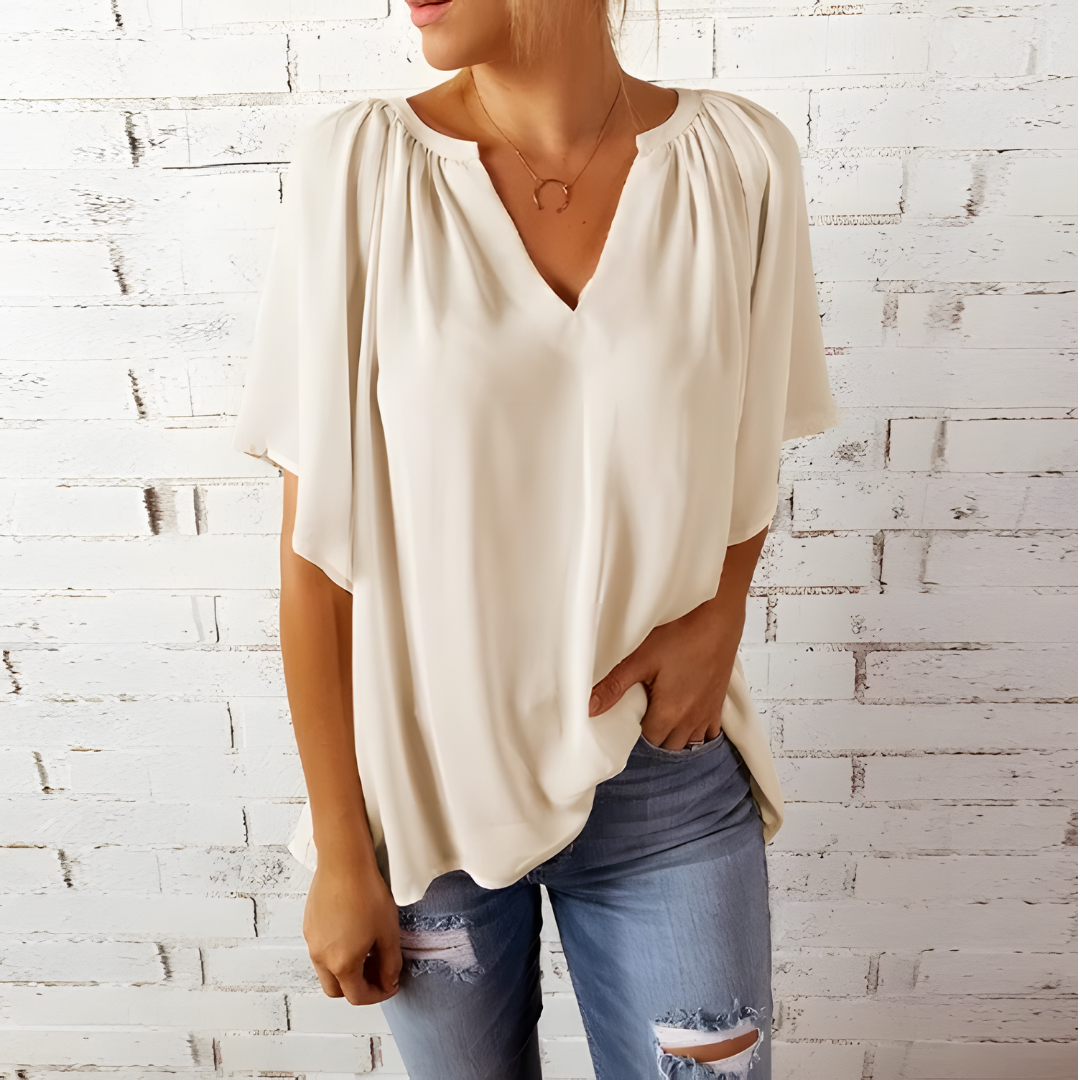 Tineke - Blusa feminina elegante com decote em V