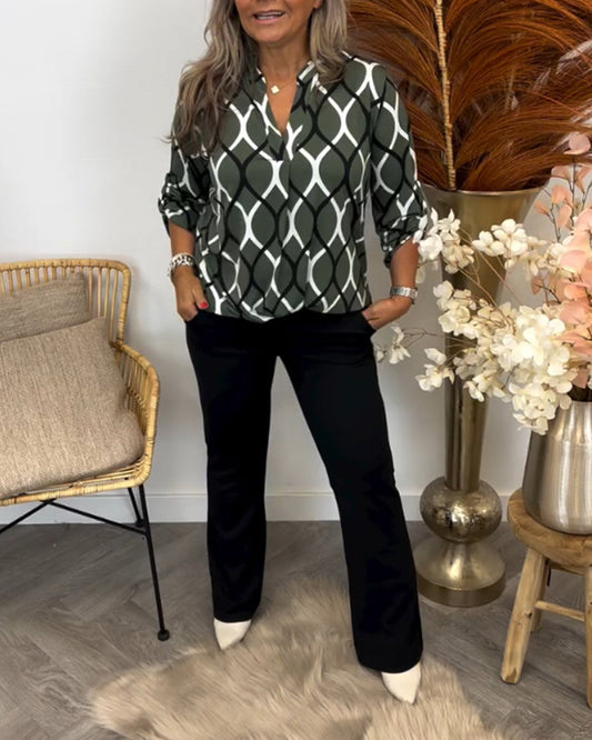 Janny™ | Blusa casual com mangas compridas e estampa elegante