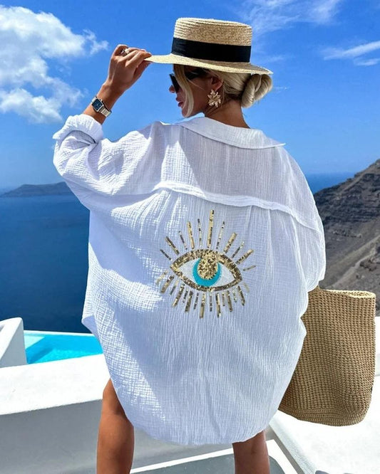 SORAYA - Camisa casual com lantejoulas e miçangas