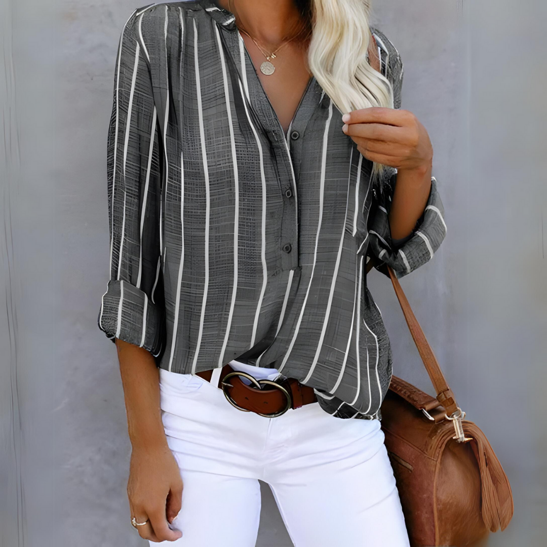 Jantien - Blusa Feminina Listrada Moderna