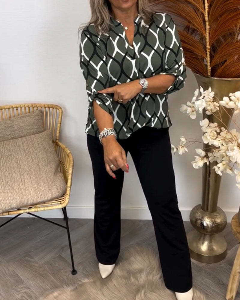 Janny™ | Blusa casual com mangas compridas e estampa elegante