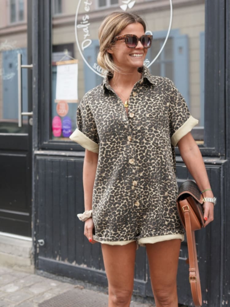Nonette™ |  Vestido-camisa com estampa de leopardo