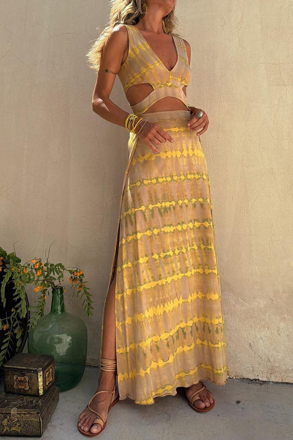 Bianca - Vestido de algodão com recorte profundo