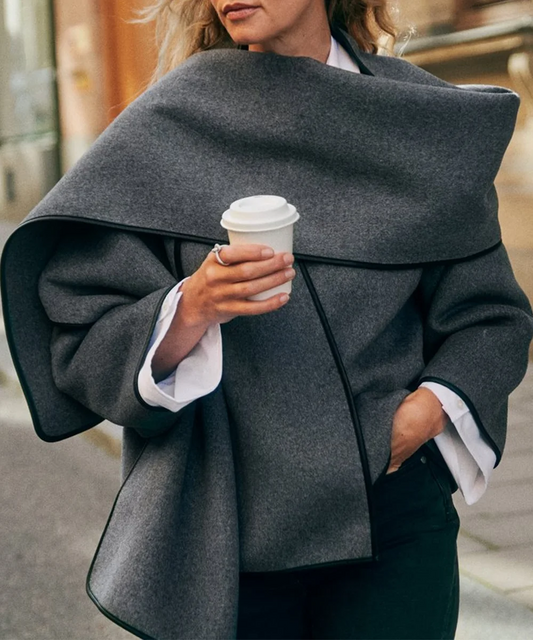 Isabella - Casaco curto de estilo minimalista francês com cachecol