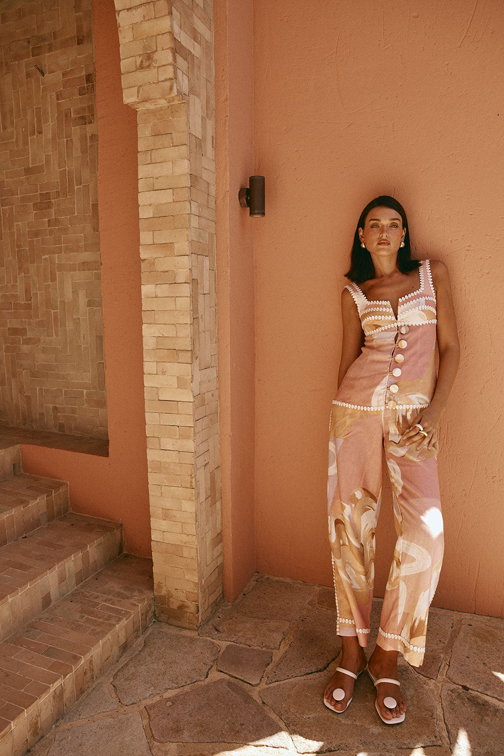 Blusa de verão com botões e estampa exclusiva – estilo europeu