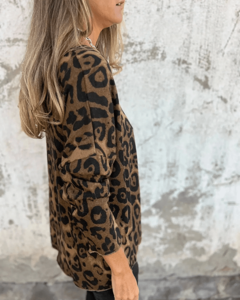 Elvéra | Blusa casual feminina com estampa de leopardo