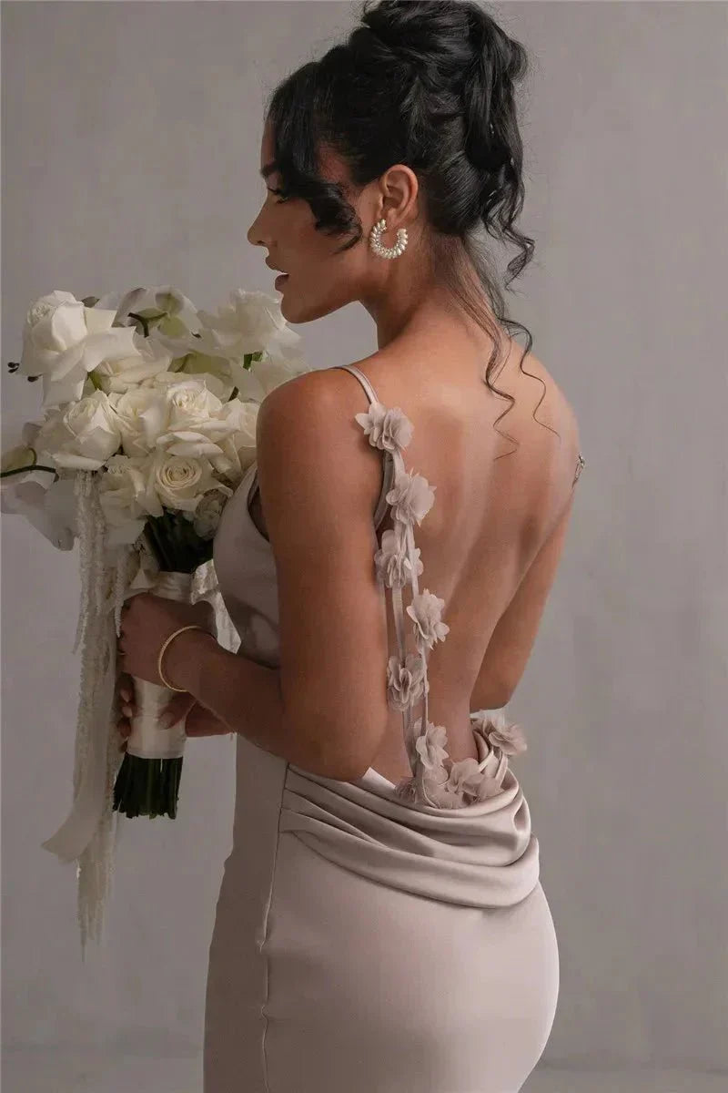 Nina™ | Vestido de festa luxuoso em seda com babados