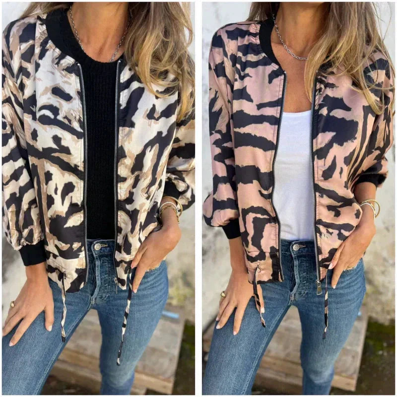 Zaira™ | Jaqueta de primavera com zíper zebra