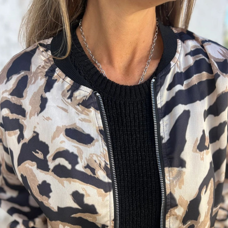 Zaira™ | Jaqueta de primavera com zíper zebra