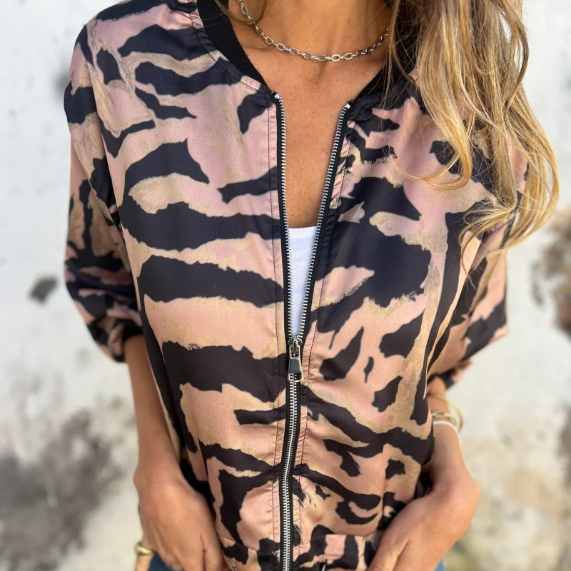 Zaira™ | Jaqueta de primavera com zíper zebra