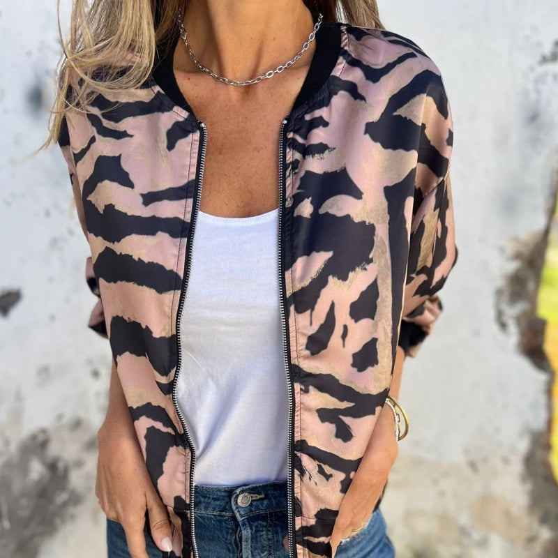 Zaira™ | Jaqueta de primavera com zíper zebra