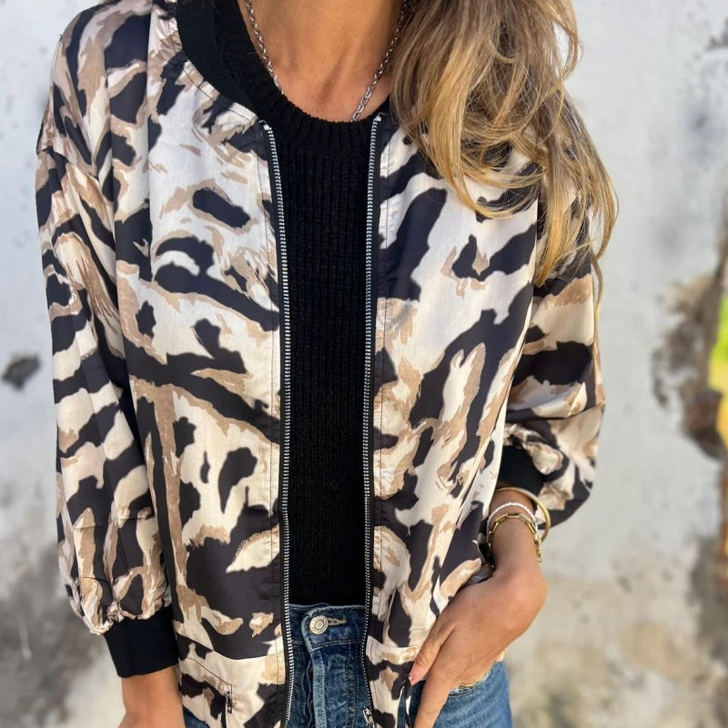 Zaira™ | Jaqueta de primavera com zíper zebra