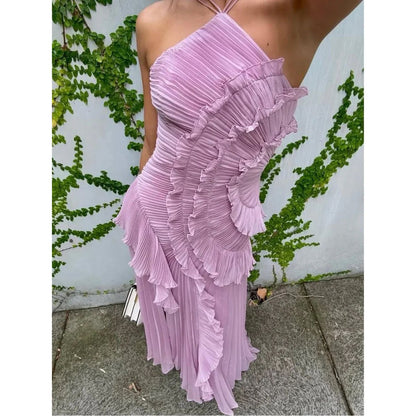 OLAYA | Vestido longo com babados