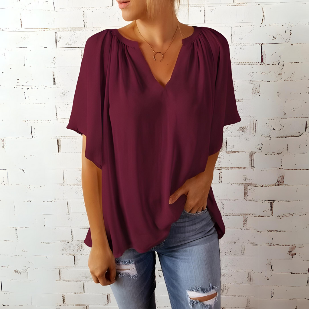 Tineke - Blusa feminina elegante com decote em V