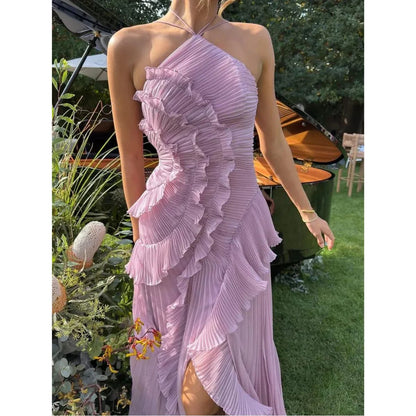 OLAYA | Vestido longo com babados