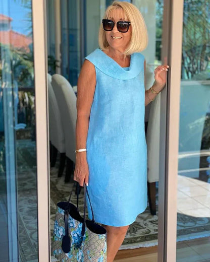 Perla – Vestido tubinho sem mangas com gola redonda