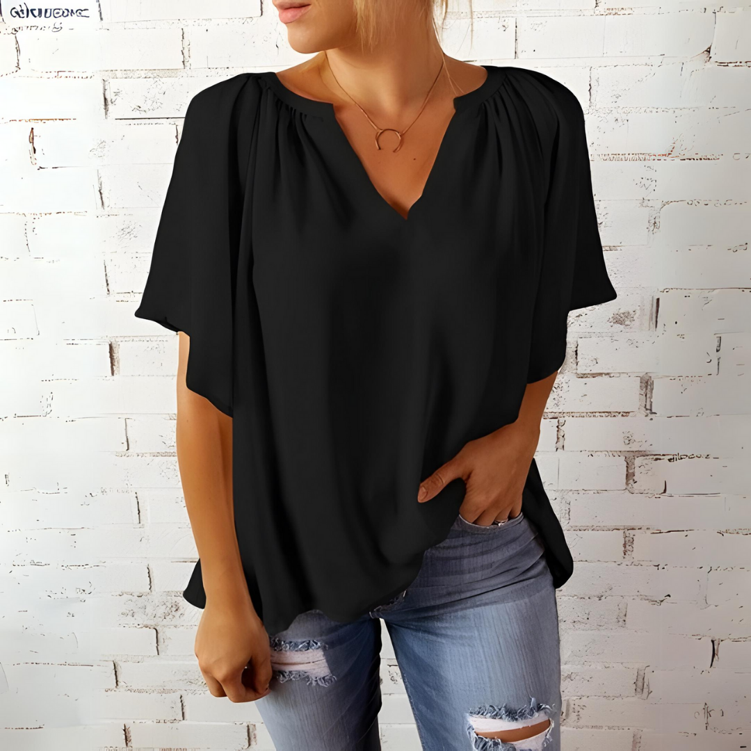 Tineke - Blusa feminina elegante com decote em V