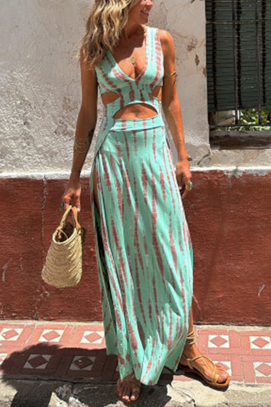 Bianca - Vestido de algodão com recorte profundo