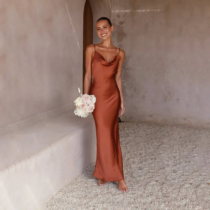 Rosa Elena™ | Vestido longo de cetim