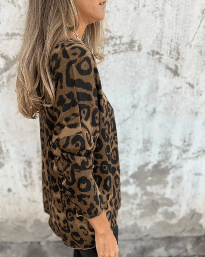 Elvéra | Blusa casual feminina com estampa de leopardo