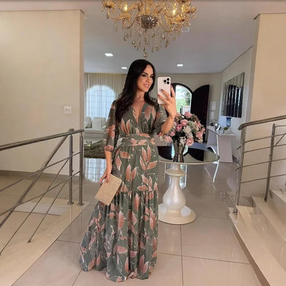 CLAUDIA | Vestido longo floral com caimento confortável para dias elegantes