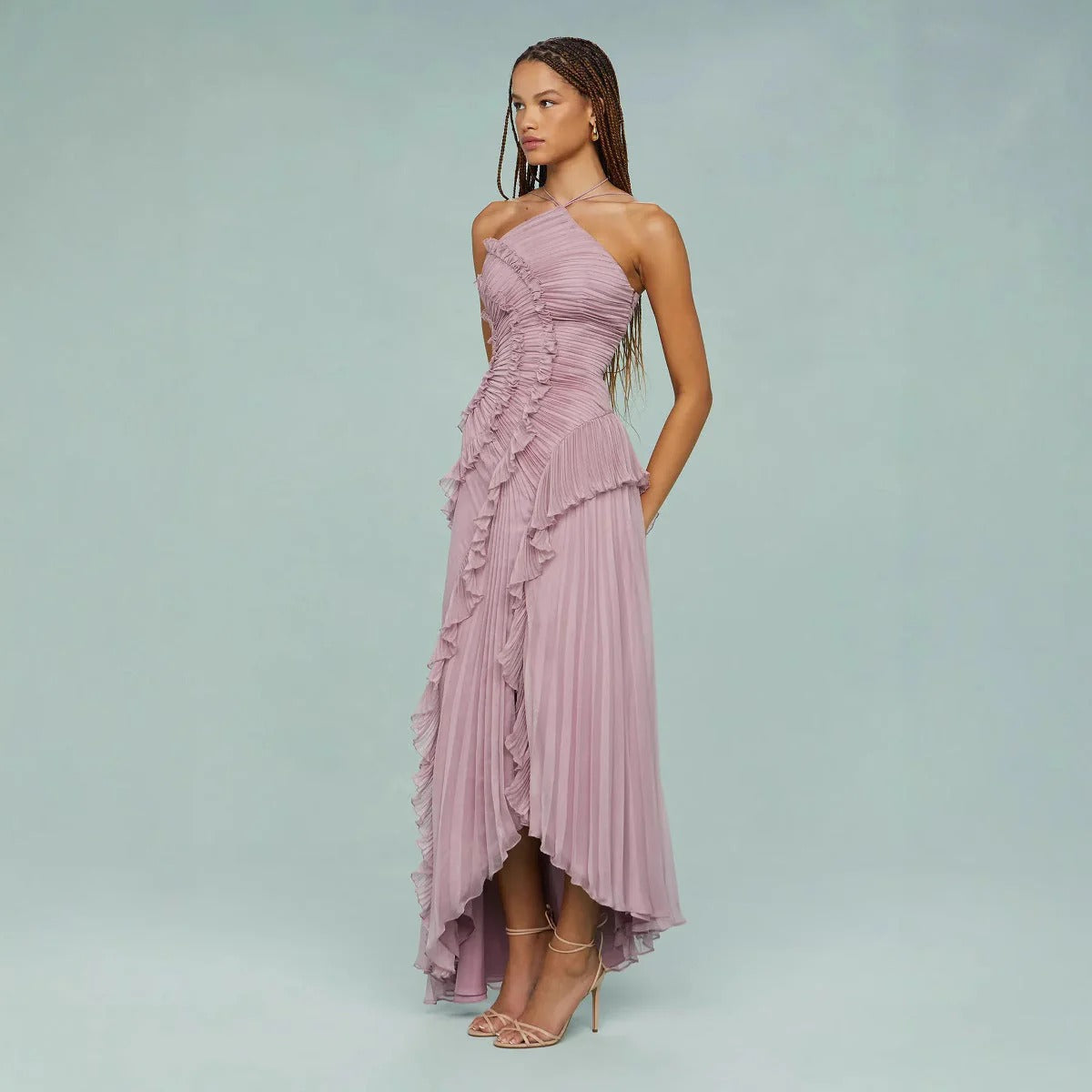 OLAYA | Vestido longo com babados