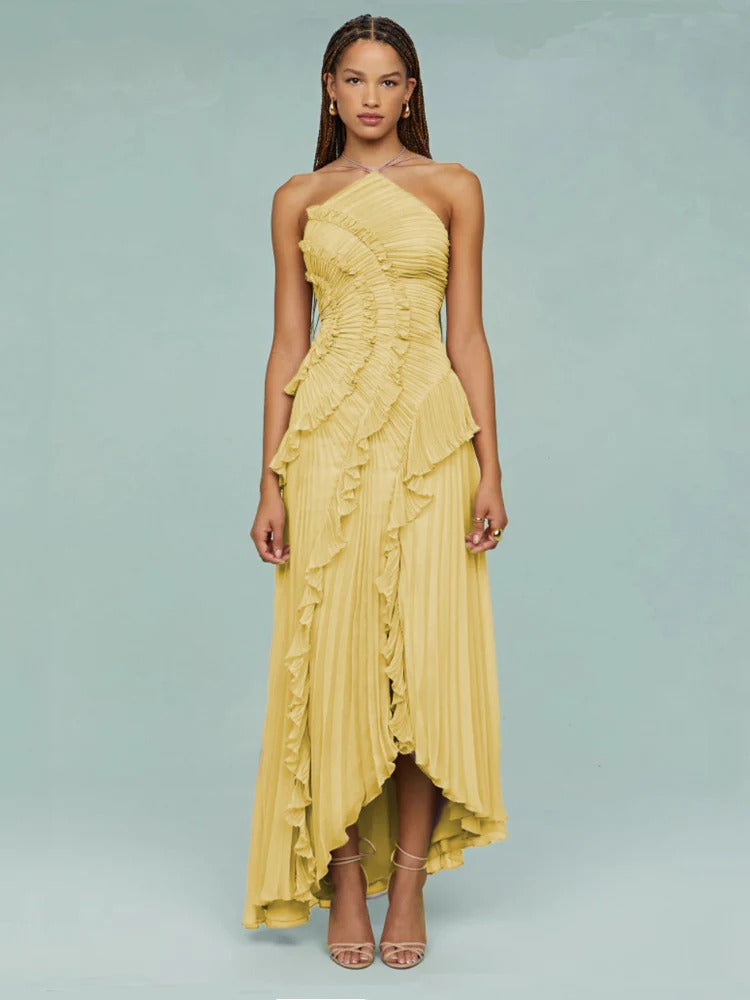 OLAYA | Vestido longo com babados