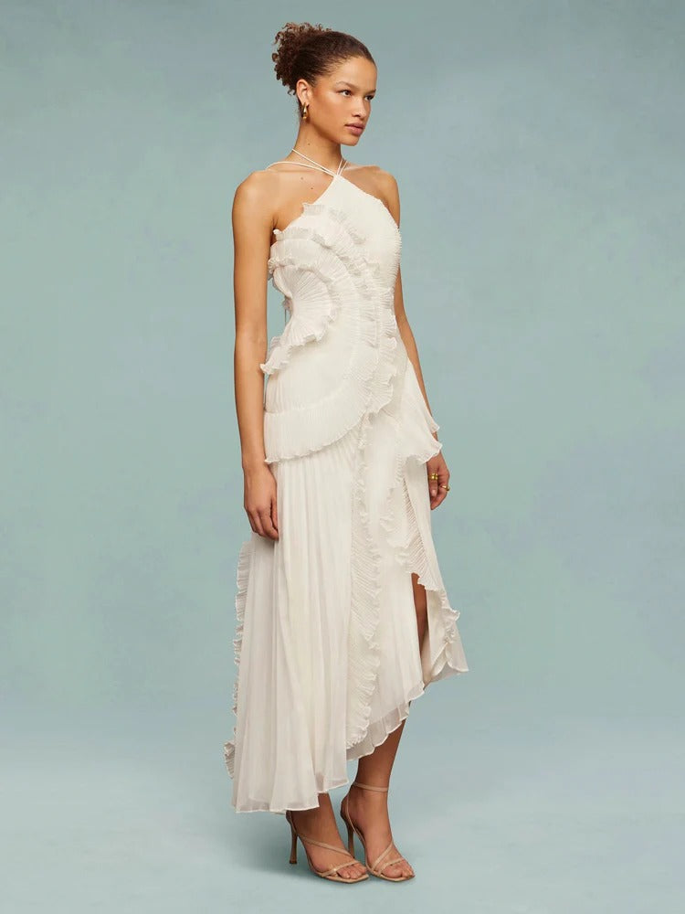 OLAYA | Vestido longo com babados