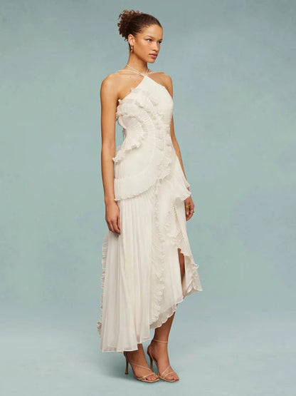 OLAYA | Vestido longo com babados
