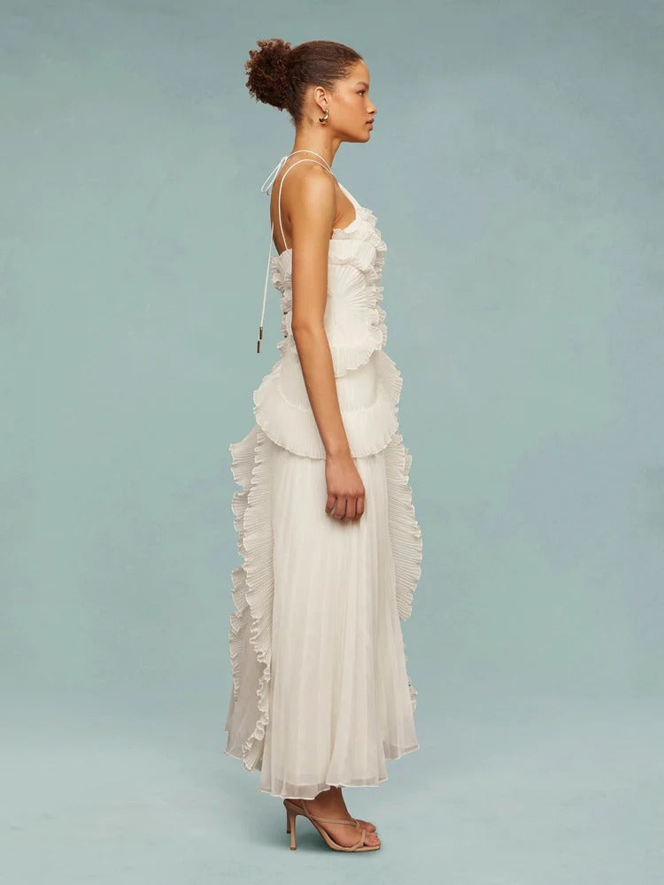 OLAYA | Vestido longo com babados