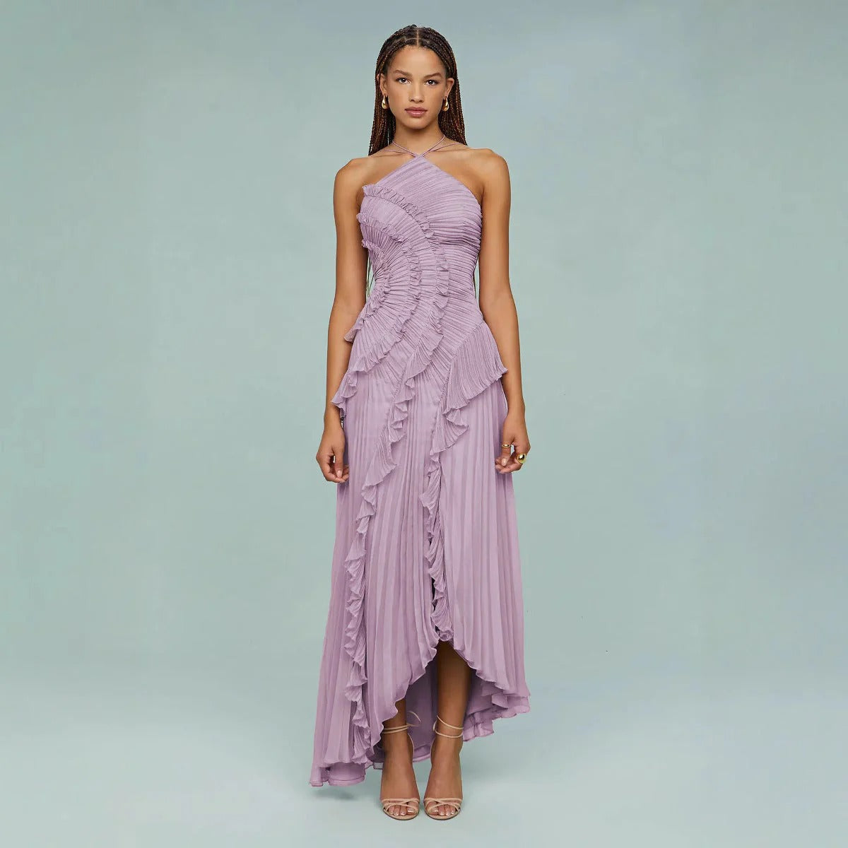 OLAYA | Vestido longo com babados