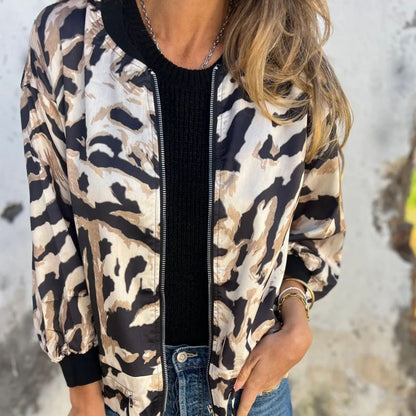 Zaira™ | Jaqueta de primavera com zíper zebra